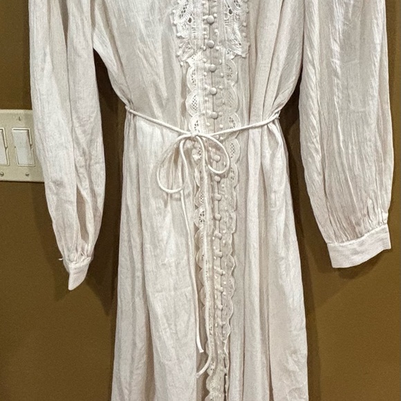 H&M 2026 Lace-Detail Long Cotton Dress W/Liner Cotton Dress (cream) XS NWT - Picture 6 of 6